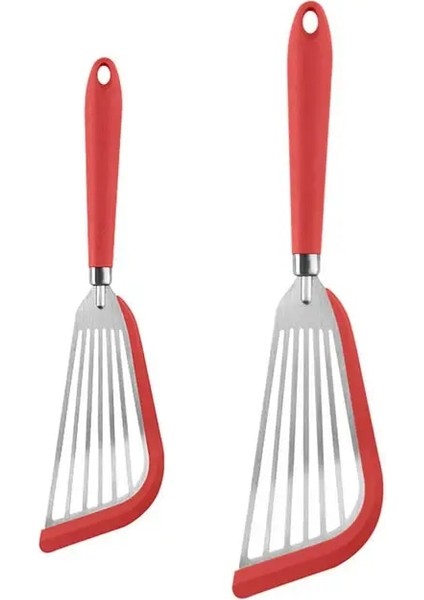 Kırmızı 2 Adet Pişirme Spatula Kolay Temizlenebilir Rahat Saplı Kaymaz Silikon Balık Spatula Tencere Mutfak Kaynağı (Yurt Dışından)