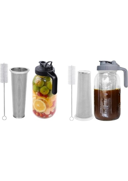 Siyah Soğuk Demleme Kahve Makinesi 64OZ Soğuk Demleme Sürahi Buzlu Demleme Kahve, Buzlu Çay Için Paslanmaz Çelik Süper Yoğun Filtre ile (Yurt Dışından) modelleri