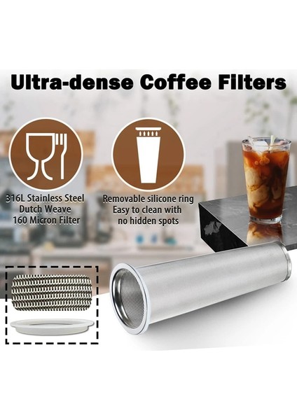 Siyah Soğuk Demleme Kahve Makinesi 64OZ Soğuk Demleme Sürahi Buzlu Demleme Kahve, Buzlu Çay Için Paslanmaz Çelik Süper Yoğun Filtre ile (Yurt Dışından) indirimleri