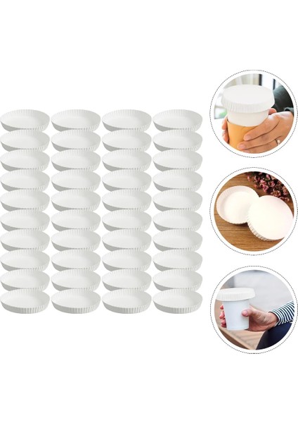 8x8 cm 150 Adet Espresso Bardak Bardak Kapakları Seyahat Kahve Tumbler Kağıt Içme Tek Kullanımlık Içecek Saman Kapakları (Yurt Dışından)