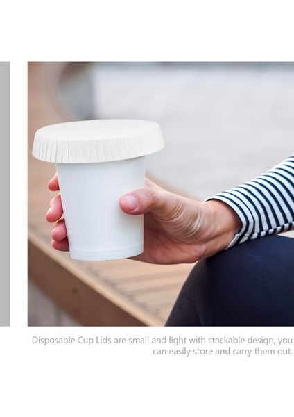 8x8 cm 150 Adet Espresso Bardak Bardak Kapakları Seyahat Kahve Tumbler Kağıt Içme Tek Kullanımlık Içecek Saman Kapakları (Yurt Dışından)
