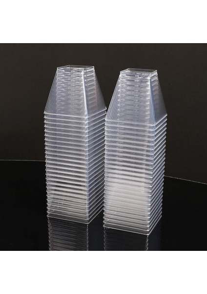50 Adet Tek Kullanımlık Plastik Bardaklar Şeffaf Kısım Şeffaf Trapez Gıda Kabı Jöle Yoğurt Musları Tatlı Pişirme 60ML (Yurt Dışından)