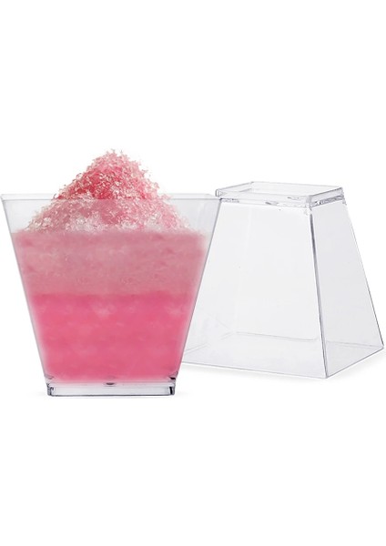 50 Adet Tek Kullanımlık Plastik Bardaklar Şeffaf Kısım Şeffaf Trapez Gıda Kabı Jöle Yoğurt Musları Tatlı Pişirme 60ML (Yurt Dışından) fırsatları