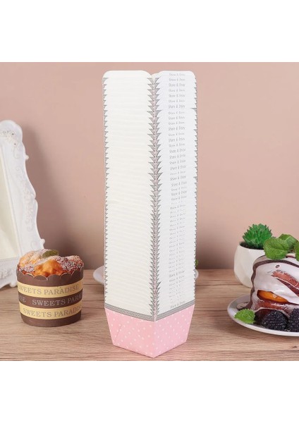 Beyaz Kahve 100 Adet Sevimli Kağıt Cupcake Bardak Kare Tek Kullanımlık Kek Fincan Isıya Dayanıklı Tatlı Kaseler Mini Kek Kutusu Parti Malzemeleri (Mavi Nokta) (Yurt Dışından)