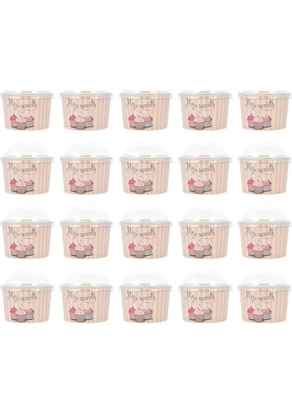 Soluk Pembe 50 Takım Tek Kullanımlık Yoğurt Kase Kağıt Dondurma Bardak Kaseler Kapaklı Kek Kaseler Süt Puding Kek Dondurma Kağıt Kapaklı Bardak (Yurt Dışından)