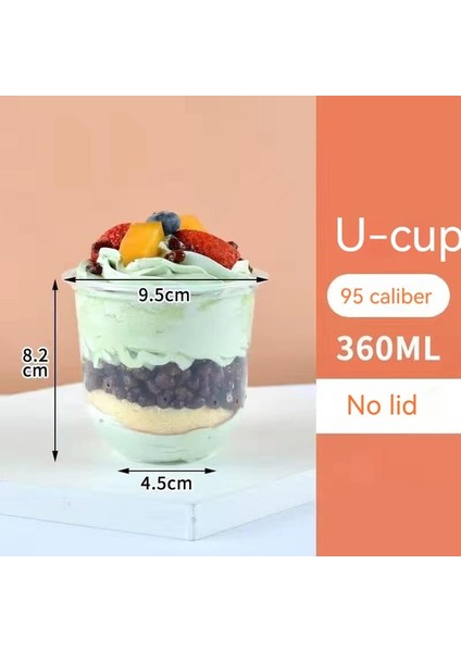 360ML Kapaksız 50 Adet 250/360/500ML Tek Kullanımlık Mus Sütlü Kek Kapaklı Bardak Şeffaf Plastik Puding Jöle Tatlı Yoğurt Parti Iyilik (Yurt Dışından)