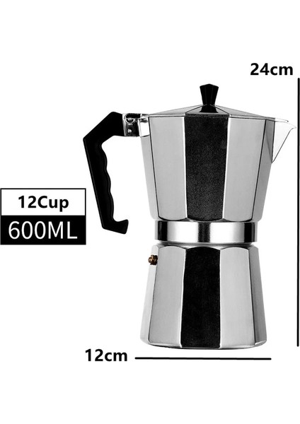 600 ml Alüminyum Moka Pot Kahve Gereçleri 1/3/6/9/12 Fincan Kapasiteli Kahve Makinesi Sekizgen Şekil Cafe Makinesi Barista Aksesuarları (Yurt Dışından)