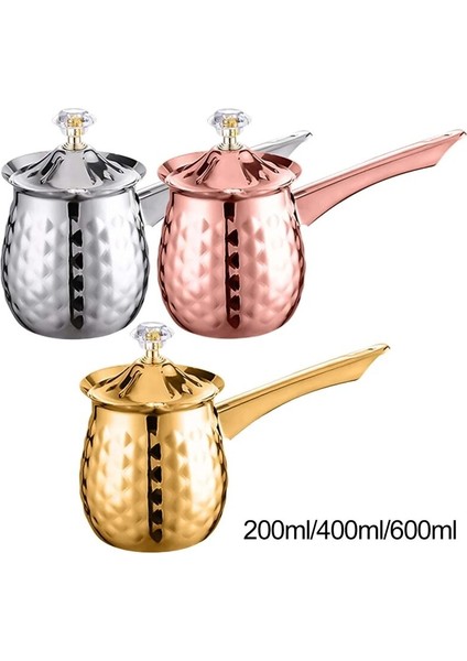 Gümüş 600 ml Paslanmaz Çelik Türk Cezve Çekme Çiçek Fincan Kahve Makinesi Süt Köpürtme Sürahi Çikolata Eritme Yunan Süt Isıtıcı Pot (Yurt Dışından)