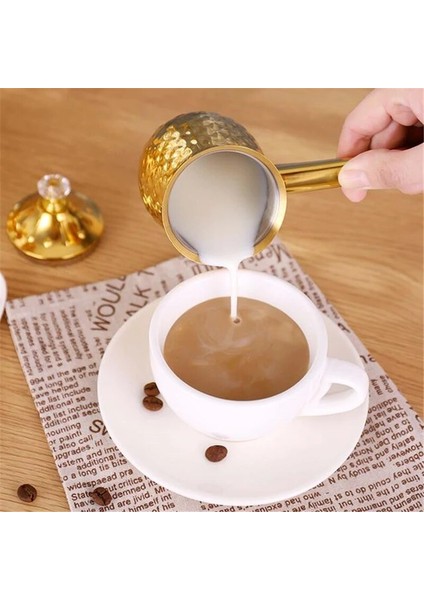 Gümüş 600 ml Paslanmaz Çelik Türk Cezve Çekme Çiçek Fincan Kahve Makinesi Süt Köpürtme Sürahi Çikolata Eritme Yunan Süt Isıtıcı Pot (Yurt Dışından)