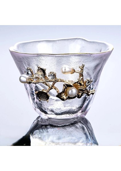 03 Yaklaşık 75 ml Isıya Dayanıklı Cam Çay Fincanı Gümüş Çay Bardağı ile Kakma Çin Kung Fu Çay Seti Altın Çay Kasesinde Kalınlaşmış Ana Fincan Anahat (Yurt Dışından) fiyatları