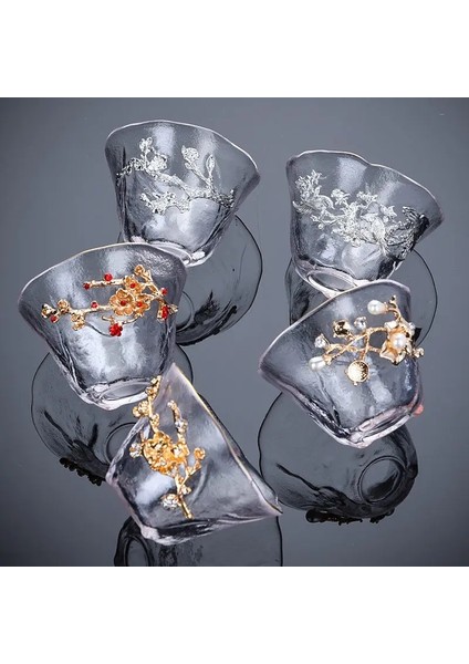 03 Yaklaşık 75 ml Isıya Dayanıklı Cam Çay Fincanı Gümüş Çay Bardağı ile Kakma Çin Kung Fu Çay Seti Altın Çay Kasesinde Kalınlaşmış Ana Fincan Anahat (Yurt Dışından) fırsatları