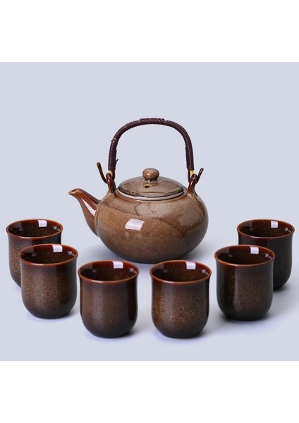 1 Pot 6 Bardak-03 Büyük Kapasiteli Kaldırma Kirişli Pot Çay Seti, Ev Soğuk Su Çaydanlık, Kungfu Çay Seti, 1 Pot, 6 Bardak (Yurt Dışından)