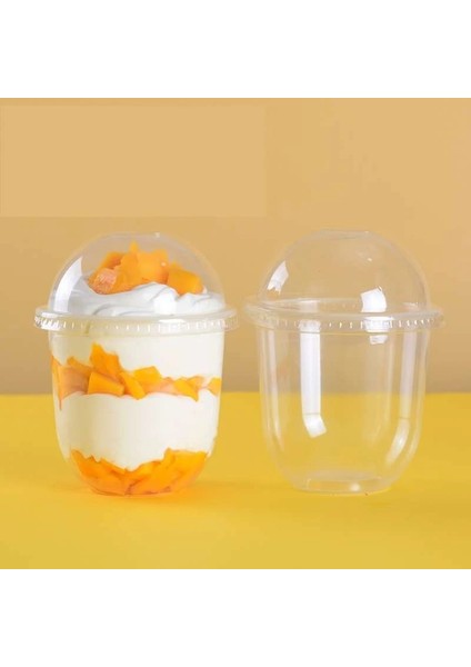 360ML Kapaksız 50 Adet 250/360/500ML Tek Kullanımlık Mus Sütlü Kek Kapaklı Bardak Şeffaf Plastik Puding Jöle Tatlı Yoğurt Parti Iyilik (Yurt Dışından)