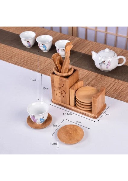 Içinde Bardak Yok Çin Tarzı Çay Töreni Altı Beyefendi Çay Seti Çay Masası Masif Ahşap Bambu Eşyaları Çay Kombinasyonu Aksesuarları (Yurt Dışından)
