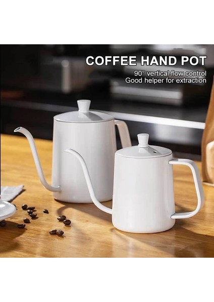 350 ml 350 ML/600 ml Beyaz Damla Su Isıtıcısı Kahve Çaydanlık Yapışmaz Gıda Sınıfı Paslanmaz Çelik Deve Boynu Damla Su Isıtıcısı Kuğu Boyun Ince Ağız (Yurt Dışından) fiyatları