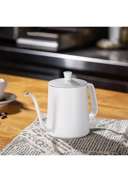 350 ml 350 ML/600 ml Beyaz Damla Su Isıtıcısı Kahve Çaydanlık Yapışmaz Gıda Sınıfı Paslanmaz Çelik Deve Boynu Damla Su Isıtıcısı Kuğu Boyun Ince Ağız (Yurt Dışından) fırsatları