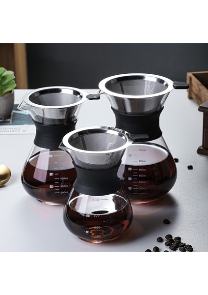 400 ml Cam Cezve Manuel Espresso Kahve Makinesi Paslanmaz Çelik Kahve Filtresi Dayanıklı Kahve Damla Paylaşımı Pot Coffeeware 400/600 ml (Yurt Dışından)