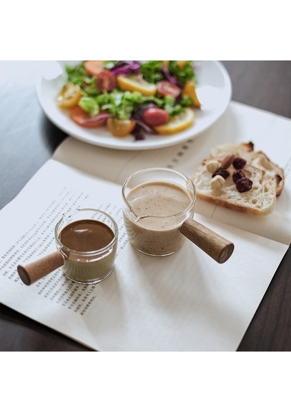 75 ml Çok Fonksiyonlu Mutfak Ölçü Kupa Ahşap Saplı Cam Espresso Ölçüm Fincan Çift/tek Ağızlı Süt Sürahisi Kahve Malzemeleri Temizle (Yurt Dışından)