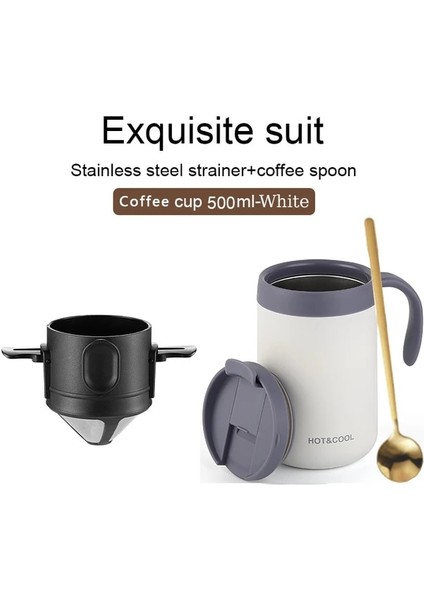 500 ml Beyaz Fincan Seti Damla Kahve Filtresi Yeniden Kullanılabilir Taşınabilir Paslanmaz Çelik Koni Kağıtsız Kahve Damlatıcı Ev Seyahat Kamp Için Katlanabilir Tutucular (Yurt Dışından)