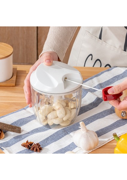 Beyaz 900ML 2021 Yeni Stil Çok Fonksiyonlu Yüksek Hızlı Tasarım Sebze Meyve Büküm Parçalayıcı Manuel Kıyma Makinesi Kıyıcı Sarımsak Kesici (Yurt Dışından)