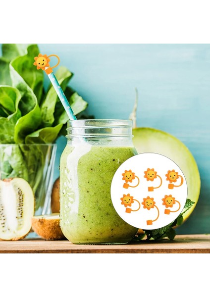 Çeşitli Renk 2 Adet Süslemeler Şık Saman Tıkaçları Hafif Sızdırmaz Kapaklar Trendy Kapak Koruma Kapakları Silika Jel Çocuk Tumbler (Yurt Dışından)