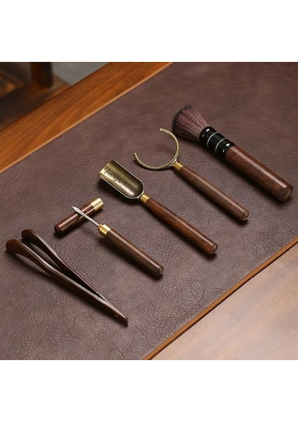 Bordo Çay Töreni Altı Beyler Seti Kung Fu Çay Seti Aksesuarları Abanoz Ansiklopedisi Çay Yapma Araçları Çay Klip Kaşık Çay Sanat Aksesuarla (Yurt Dışından)