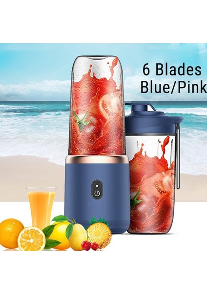300ML-SET 1-Mavi Meyve Sıkacağı Bardak Seti Taşınabilir Elektrikli Meyve Suyu USB Mikser Makinesi Otomatik Smoothie Blender Limon Portakal Meyve Sıkacağı Kablosuz Blender (Yurt Dışından)