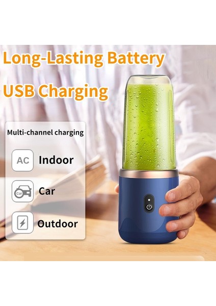 300ML-SET 1-Mavi Meyve Sıkacağı Bardak Seti Taşınabilir Elektrikli Meyve Suyu USB Mikser Makinesi Otomatik Smoothie Blender Limon Portakal Meyve Sıkacağı Kablosuz Blender (Yurt Dışından)