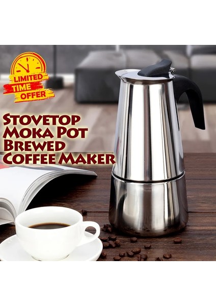 300 ml Kahve Makinesi Makinesi Moka Pot Amerikan Latte Elektrikli Brülör Italyan Fransız Basın Percolator Demlemek Su Isıtıcısı Soba Paslanmaz Çelik (Yurt Dışından)