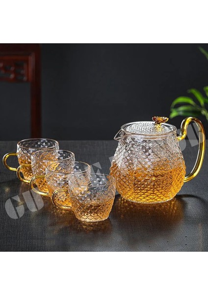2 Adet Fincan Yüksek Borosilikat Cam Çaydanlık Filtre Kabarcık Çaydanlık Ev Yüksek Sıcaklık Dayanımı Çekiç Desen Çaydanlık Kung Fu Çay Seti (Yurt Dışından)