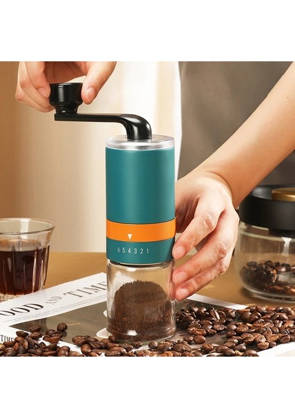 Mavi Ev Taşınabilir Manuel Kahve Değirmeni 6 Dişli Paslanmaz Çelik El Kahve Çekirdeği Değirmeni Espresso Makinesi Seramik Çapaklar ile (Yurt Dışından)