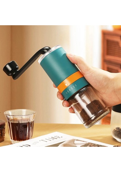 Mavi Ev Taşınabilir Manuel Kahve Değirmeni 6 Dişli Paslanmaz Çelik El Kahve Çekirdeği Değirmeni Espresso Makinesi Seramik Çapaklar ile (Yurt Dışından)