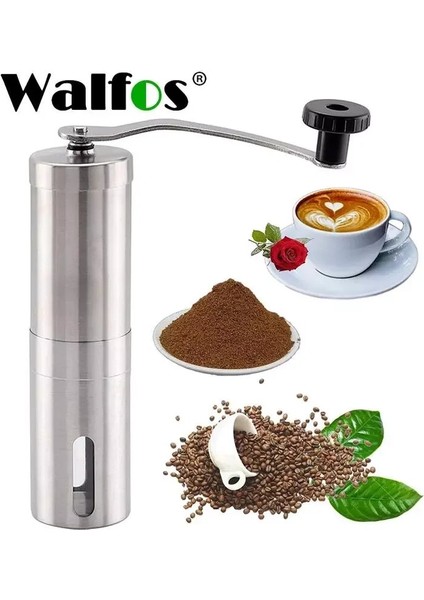 Walfos 18 cm Manuel Kahve Değirmeni Mini Paslanmaz Çelik El El Yapımı Kahve Çekirdeği Çapak Öğütücüler Değirmen Mutfak Aracı Öğütücüler Kahve Aksesuarları (Yurt Dışından) fırsatları