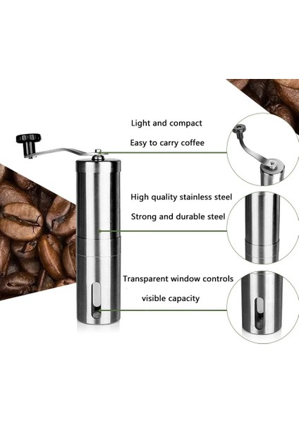 Walfos 18 cm Manuel Kahve Değirmeni Mini Paslanmaz Çelik El El Yapımı Kahve Çekirdeği Çapak Öğütücüler Değirmen Mutfak Aracı Öğütücüler Kahve Aksesuarları (Yurt Dışından) indirimleri