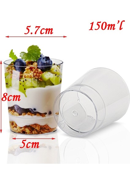 30PCS7 30PCS Kaşıklı Tatlı Bardak Plastik Servis Bardakları Meze Mousse Meyve Parfe Bardak Doğum Günü Partisi Düğün Tatlı Kaseleri (Yurt Dışından)