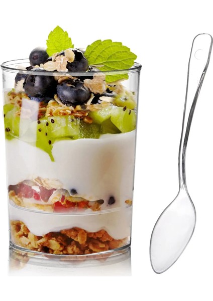 30PCS7 30PCS Kaşıklı Tatlı Bardak Plastik Servis Bardakları Meze Mousse Meyve Parfe Bardak Doğum Günü Partisi Düğün Tatlı Kaseleri (Yurt Dışından)