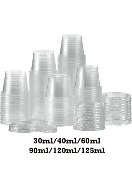 60ML 100 Adet Tek Kullanımlık Plastik Kapaklı Bardak Şeffaf Sos Kapları Jöle Yoğurt Çeşni Kabı Yuvarlak Mühürlü Kutu Mutfak Aksesuarları (Yurt Dışından)