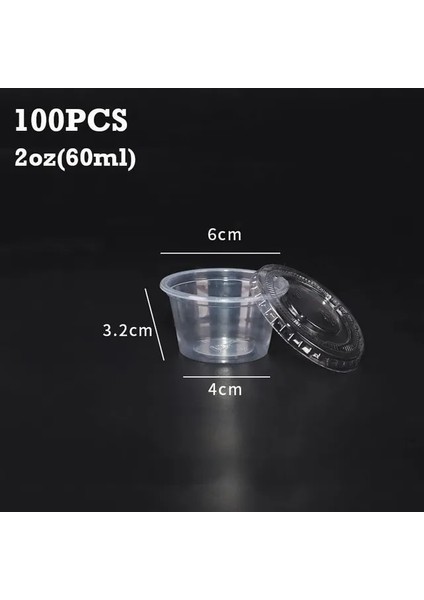 60ML 100 Adet Tek Kullanımlık Plastik Kapaklı Bardak Şeffaf Sos Kapları Jöle Yoğurt Çeşni Kabı Yuvarlak Mühürlü Kutu Mutfak Aksesuarları (Yurt Dışından) fiyatları