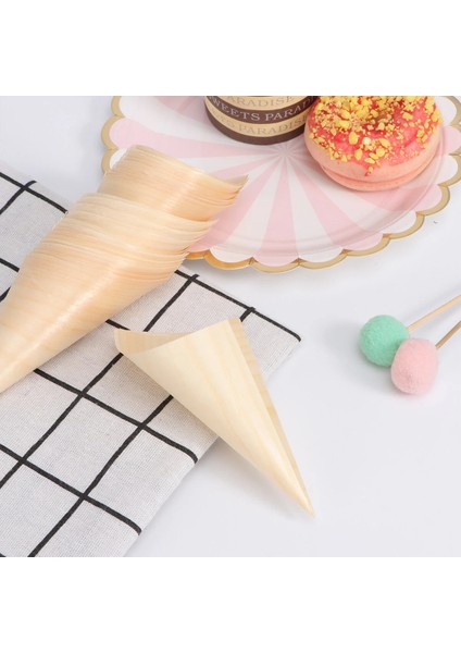 15X10X10CM 25 Adet Yemek Masası Dekor Dondurma Külahları Şeker Tek Kullanımlık Koniler Gıda Dondurma Bambu (Yurt Dışından)