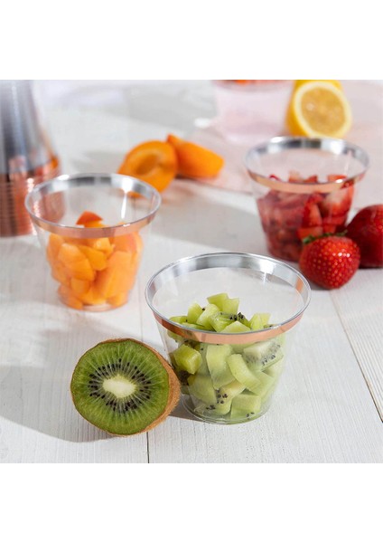 Altın 100 Adet 9 Oz Tek Kullanımlık Plastik Bardak Şeffaf Gül Altın Jant Havacılık Fincan Çay Suyu Kokteyl Dondurma Tatlı Mus (Yurt Dışından)
