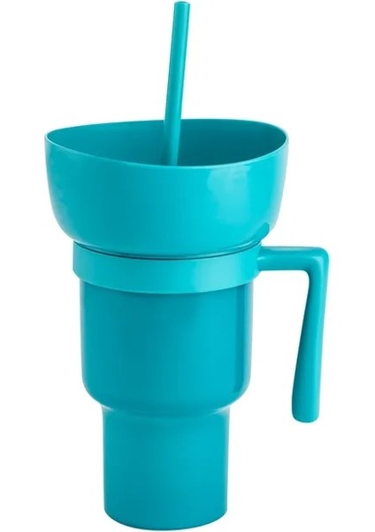 Bu2 2 In 1 Samanlı Snack Tumbler Sızdırmaz Snack Kupası Yetişkinler Için Yeniden Kullanılabilir Aperatif ve Içecek Kupası Snack Yaylı Stadyum Tumbler (Yurt Dışından)