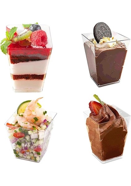 150 Ml-20 Adet Tek Kullanımlık Plastik Bardaklar Mini Tatlı Bardak Şeffaf Gıda Kabı Çikolata Jöle Mousse Parti Düğün Sofra (Yurt Dışından)