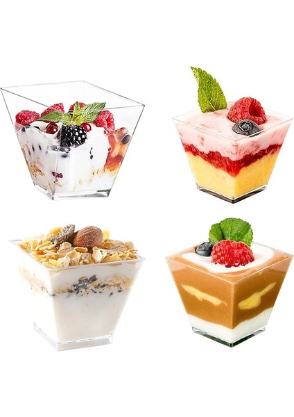 150 Ml-20 Adet Tek Kullanımlık Plastik Bardaklar Mini Tatlı Bardak Şeffaf Gıda Kabı Çikolata Jöle Mousse Parti Düğün Sofra (Yurt Dışından)