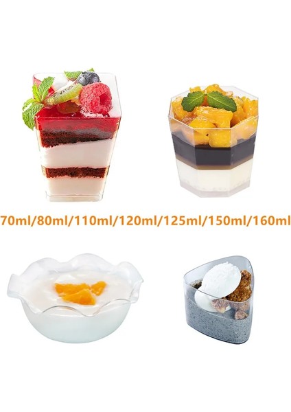 150 Ml-20 Adet Tek Kullanımlık Plastik Bardaklar Mini Tatlı Bardak Şeffaf Gıda Kabı Çikolata Jöle Mousse Parti Düğün Sofra (Yurt Dışından)