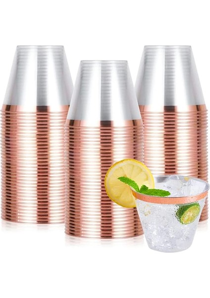 Gül Altın 10 Adet Tek Kullanımlık Altın Plastik Bardaklar 9 Oz Şeffaf Bardaklar Altın Jantlı Kokteyl Bardakları Içecek Bardakları Parti Düğün Kızartma Gözlükleri (Yurt Dışından)