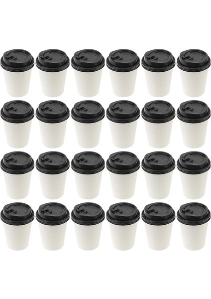 8X8X9.2CM 50 Adet Tek Kullanımlık Kahve Fincanları Yalıtım Paket Servisi Olan Restoran Çift Katmanlı Kağıt Kapaklı Bardak (8oz, 280ML) (Yurt Dışından)