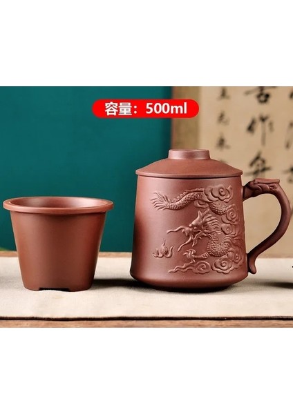 F El Yapımı Yixing El Boyalı Ejderha Güzellik Mor Kil Çay Kapaklı Kupa ve Demlik Ofis Çay Fincanı Seramik Su Kupa Drinkware (Yurt Dışından)