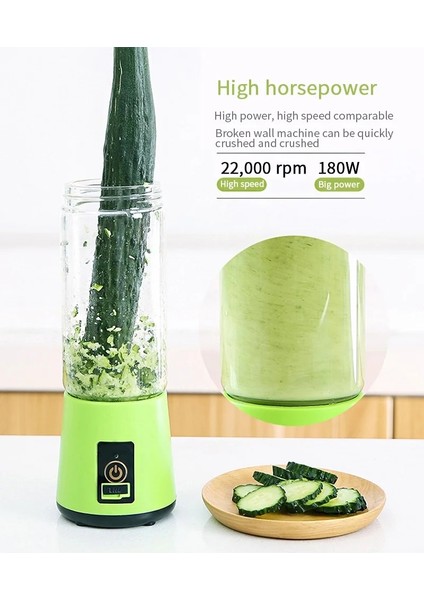 Açık Yeşil 2 Bıçak 2/4 Kesici Mini Taşınabilir Sıkacakları USB Elektrikli Mikser Meyve Smoothie Blender Makinesi Mutfak Robotu Makinesi Meyve Suyu Sıkacağı (Yurt Dışından) fırsatları
