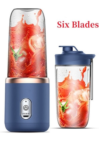 6 Bıçak Mavi 2 Bardak Taşınabilir Blender Mini Mikser Elektrikli Meyve Sıkacağı Makinesi Taze Meyve Suyu Blender Smoothie Maker Blender Bardak Şişe F Seyahat Mutfak (Yurt Dışından)