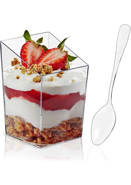 Gösterildiği Gibi 16 Adet 8/16 Adet 85 ml Plastik Mini Dondurma Tatlı Bardağı Sofra Mousse Bardak Jöle Yoğurt Tatlı Noel Partisi Için Verilen (Yurt Dışından)